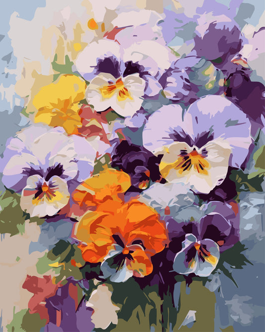 Paint By Number Kit - Pansies 40x50cm