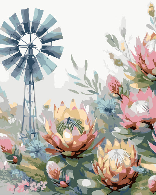 Windmill with king proteas paint by number kit