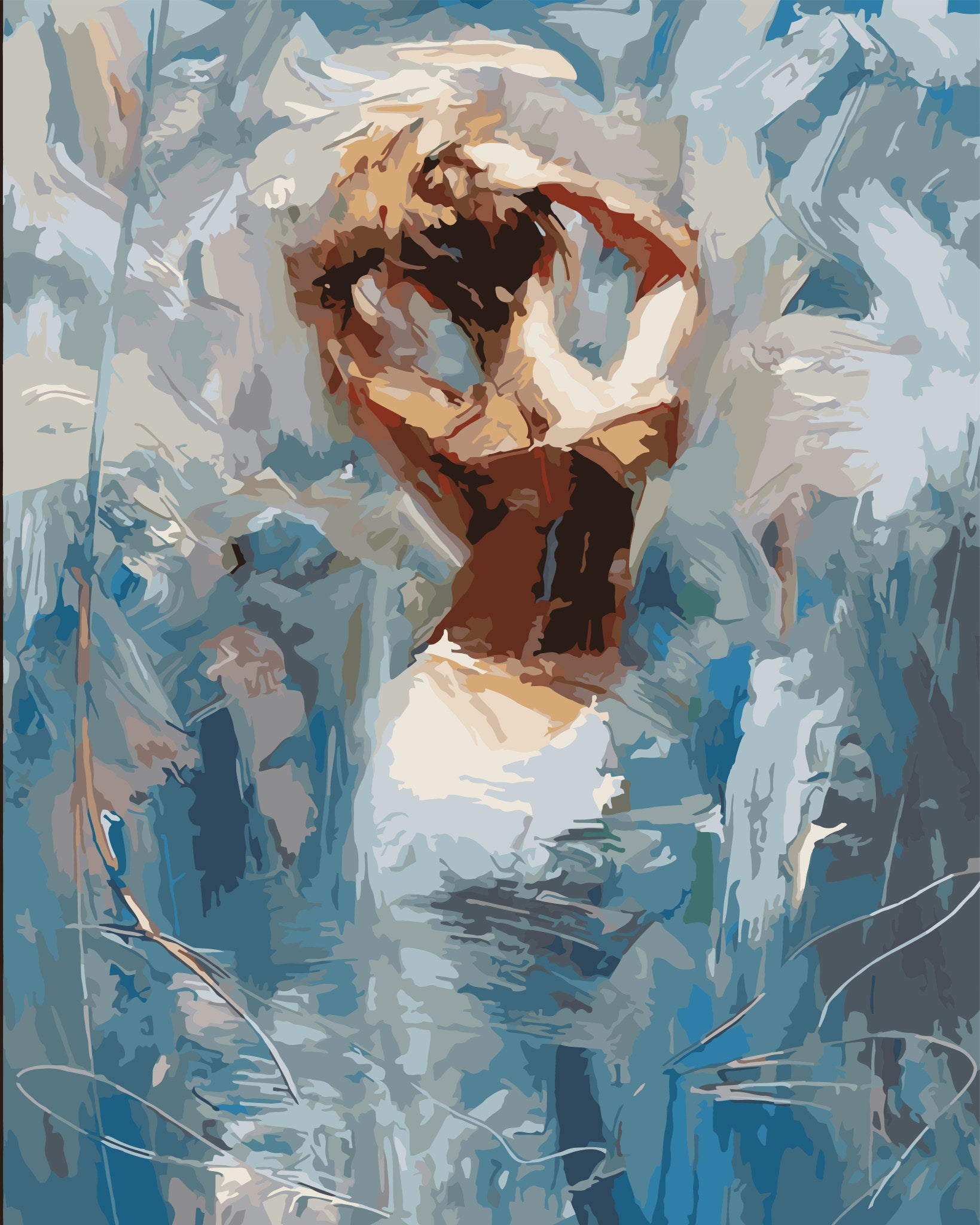 Abstract in Blue Paint by Number Kit 40x50cm - Wreak Havoc