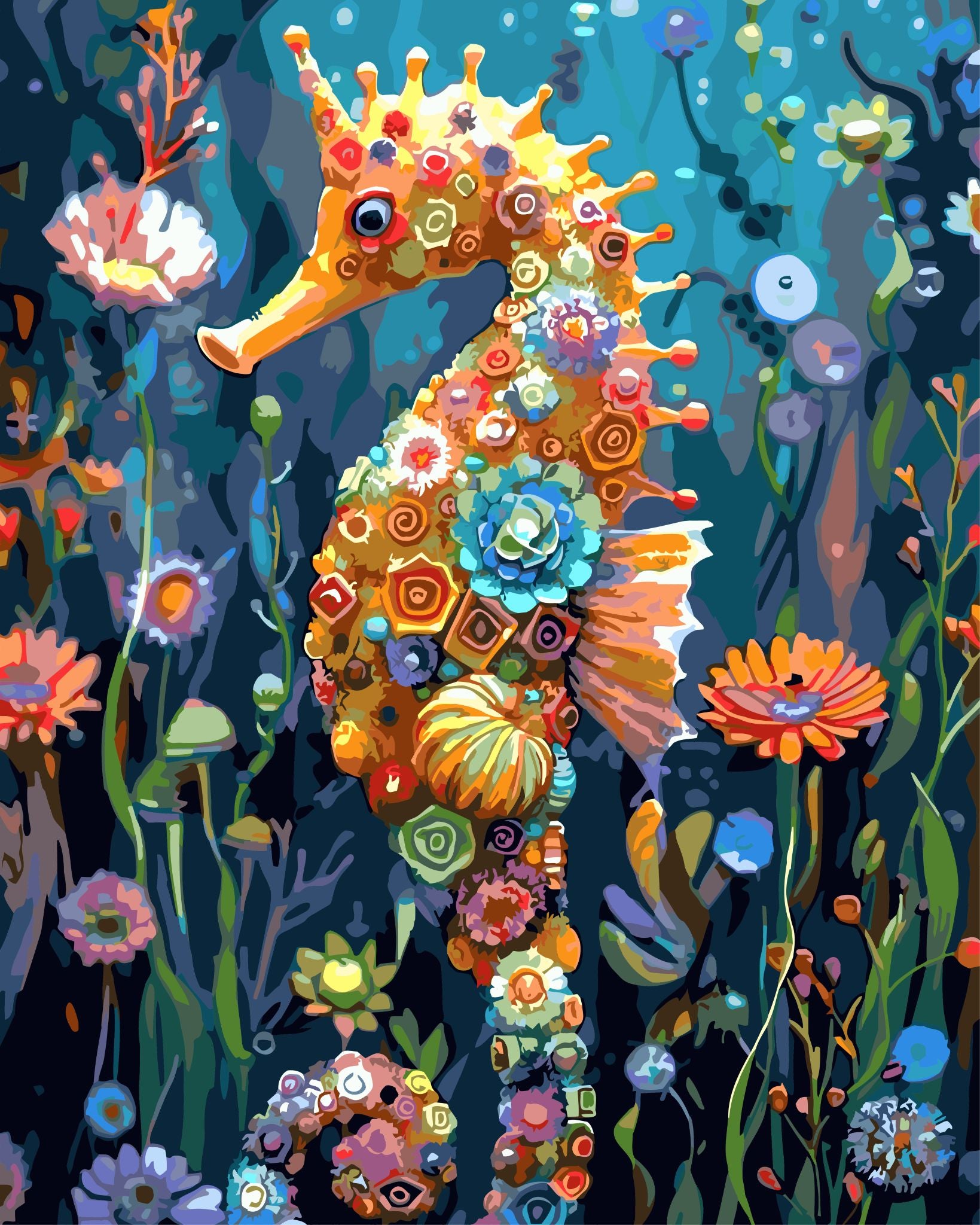 Bedazzled Seahorse Paint by Number Kit 40x50cm - Wreak Havoc