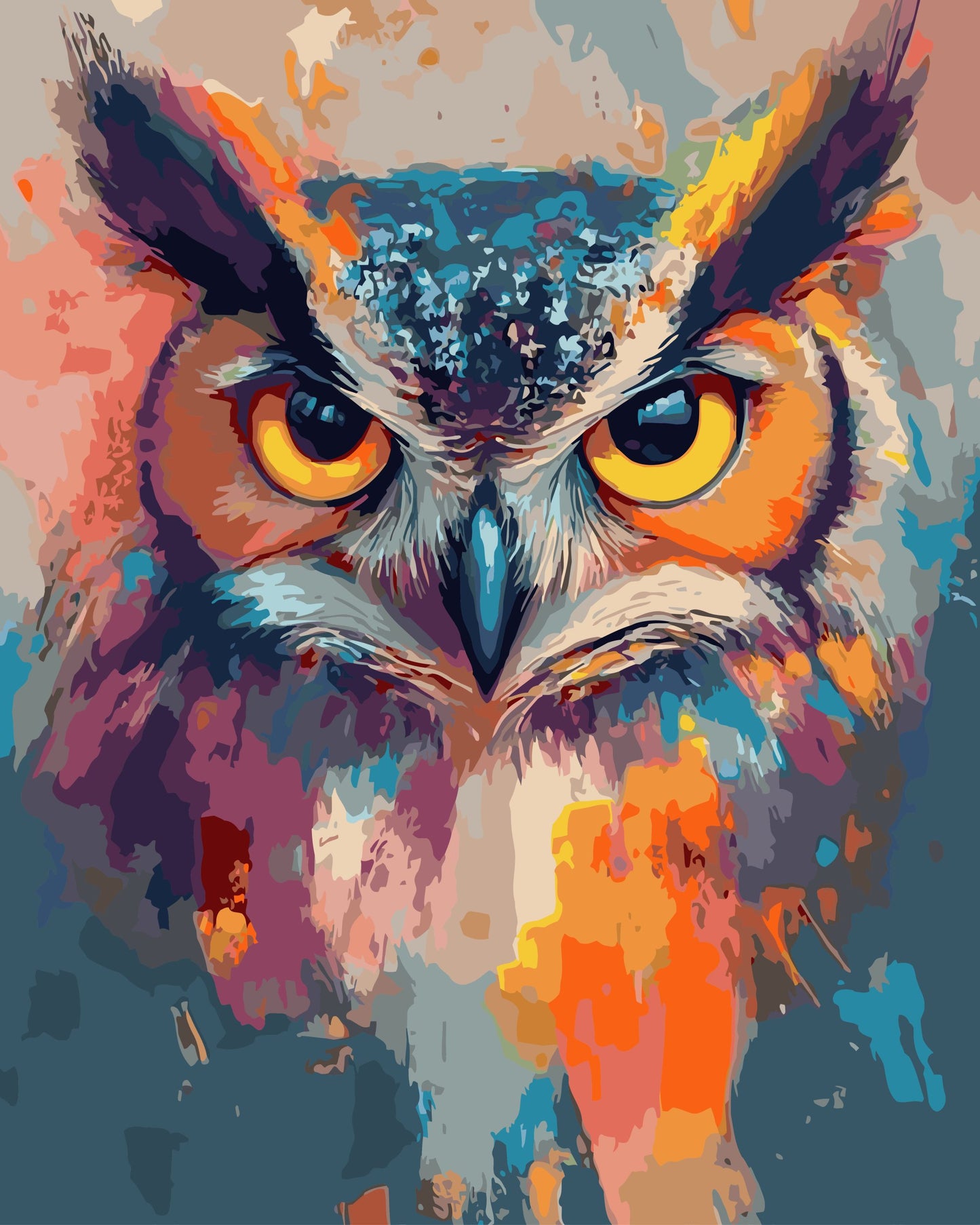 Colorful owl painting with abstract style