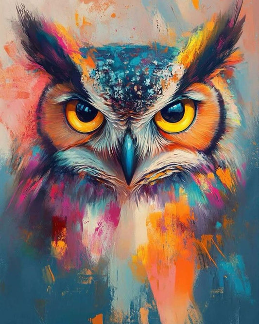 Colorful owl painting with abstract style