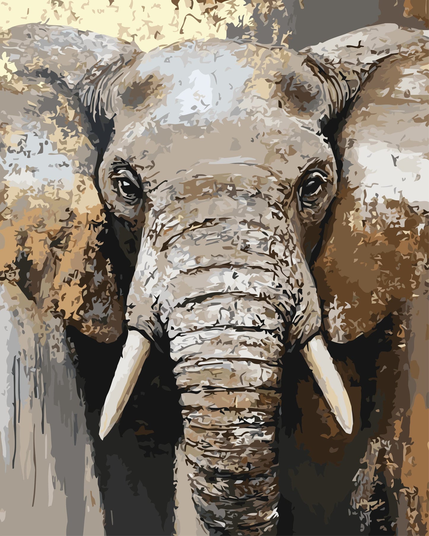 Artistic depiction of an elephant with a textured background