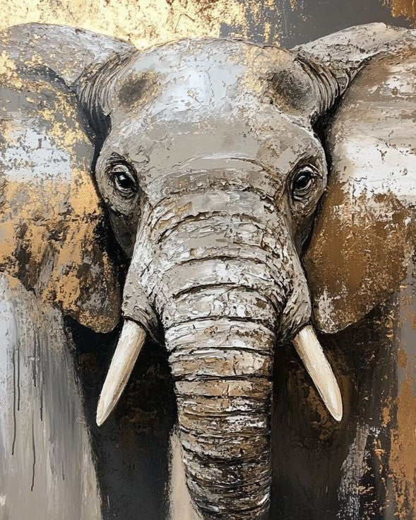 Artistic depiction of an elephant with a textured background