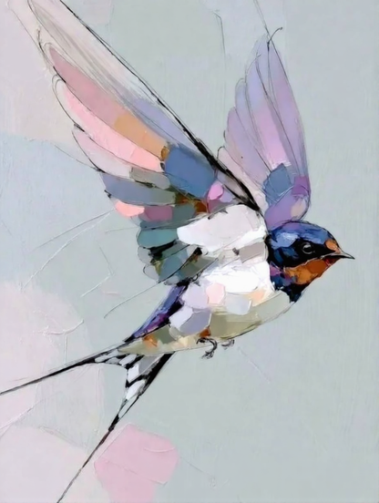 Colorful swallow bird illustration with a pastel background