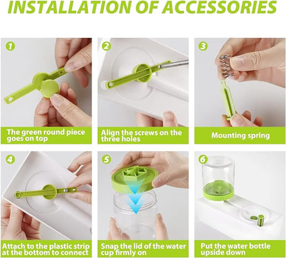Step-by-step installation guide for accessory to wash paint brushes with text instructions.
