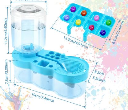 Blue paint bridge washer with reservoir and pallet showing dimensions 