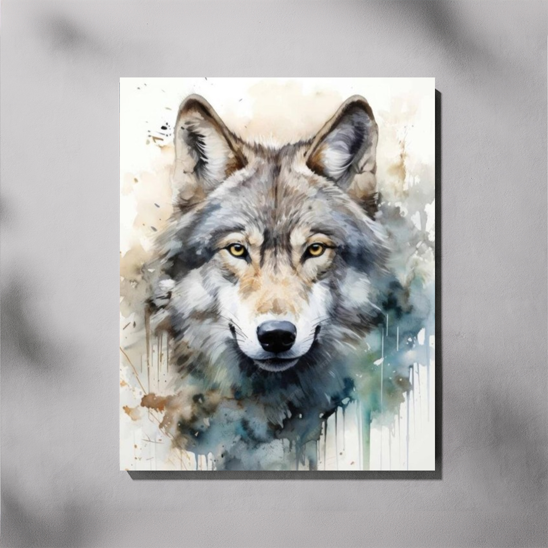 Artistic depiction of a wolf's head on a textured background