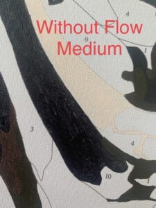 Text 'Without Flow Medium' on a map-like background with black hand shapes.
