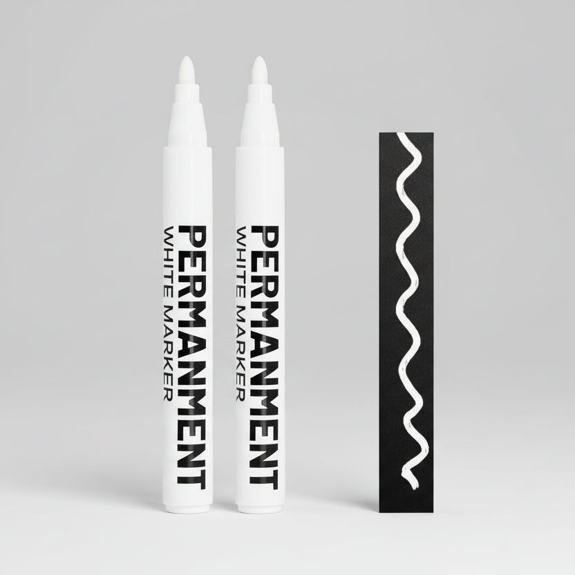 Two white markers with 'PERMANEN' branding on a white background
