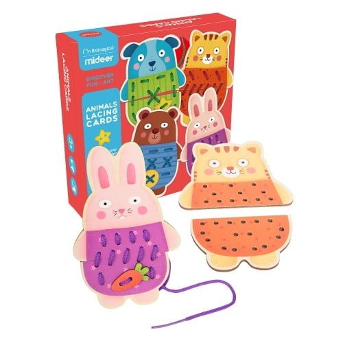Animals Lacing Cards - Wood