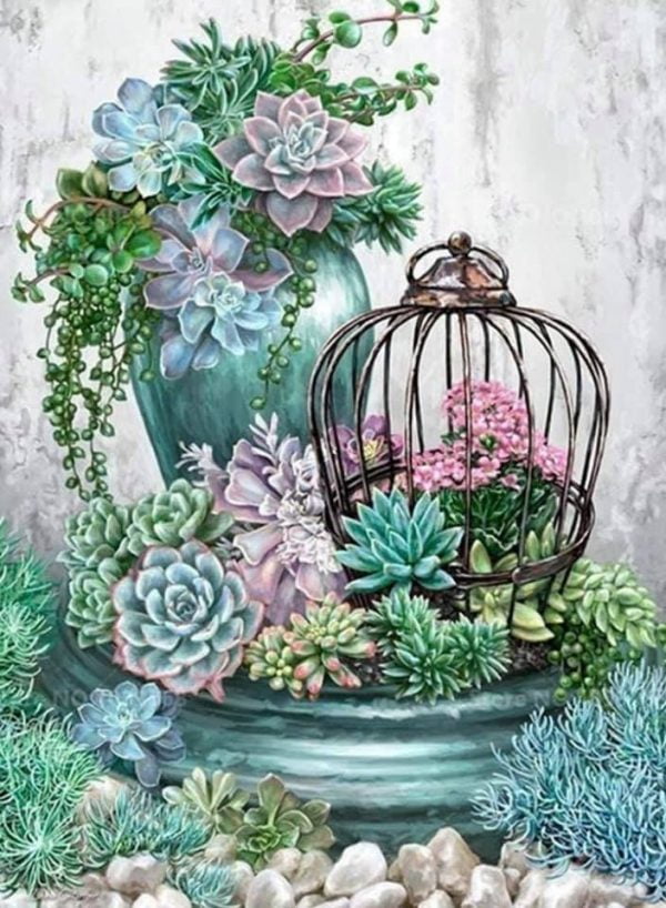 Puzzle Paint By Numbers - Succulent Display 500 Pieces