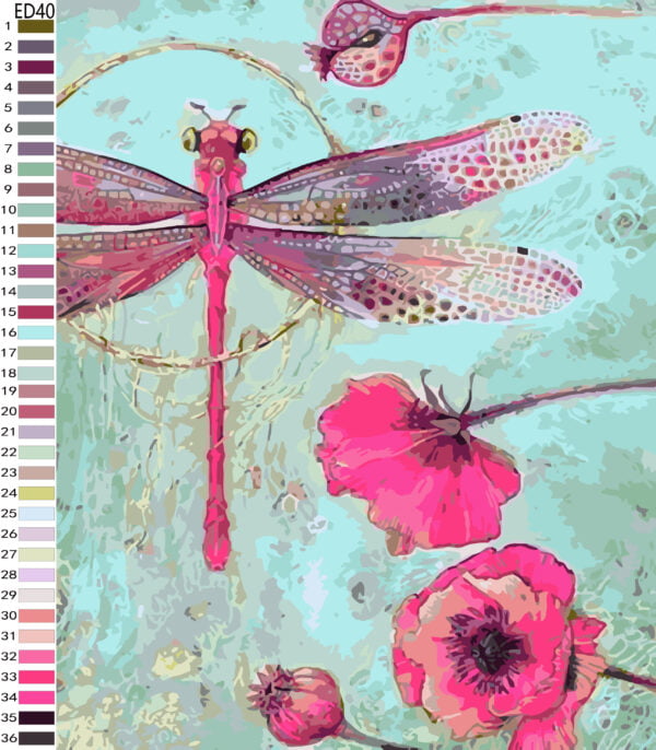 Paint By Numbers - Large Pink Dragonfly