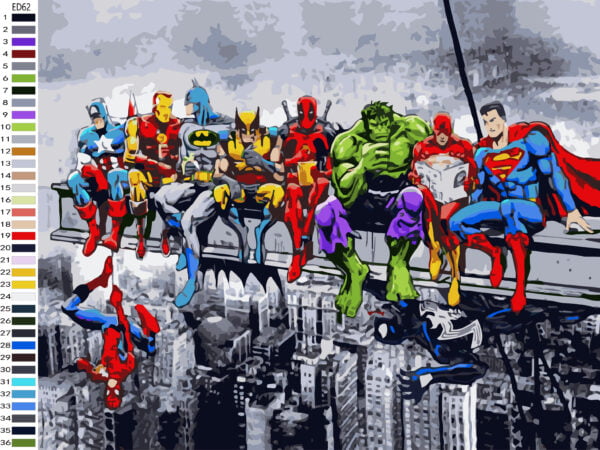 Paint By Numbers - Superheros Meeting