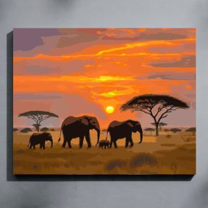 Paint By Number Kit - Large Elephant Bush Walk